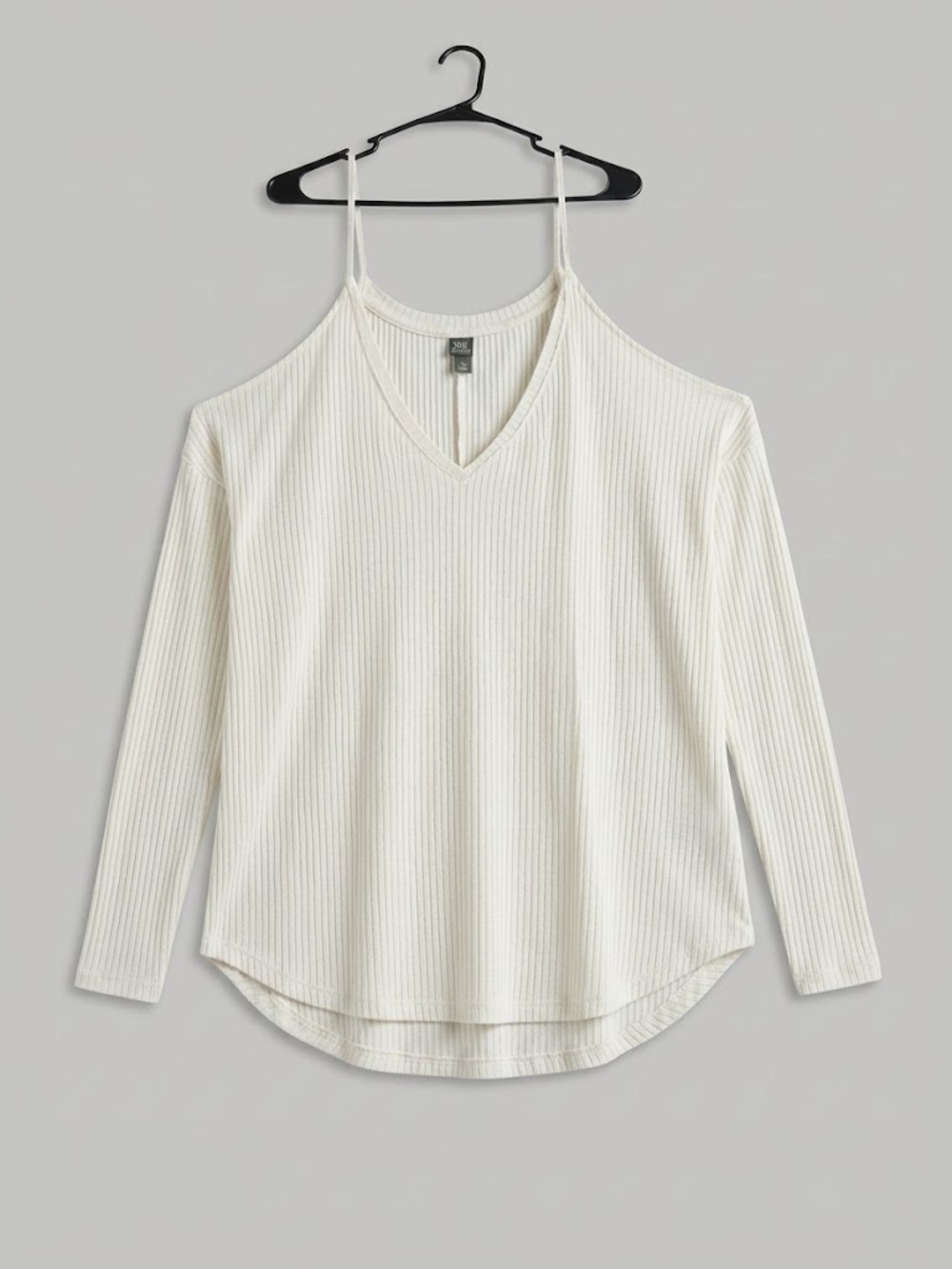 Wild Fable Cold Shoulder Ribbed V-Neck Women's Top - White